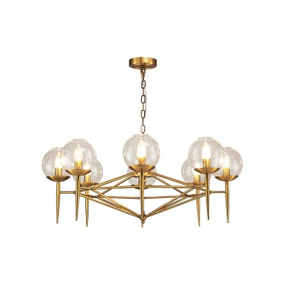 American style metal glass ball chandelier