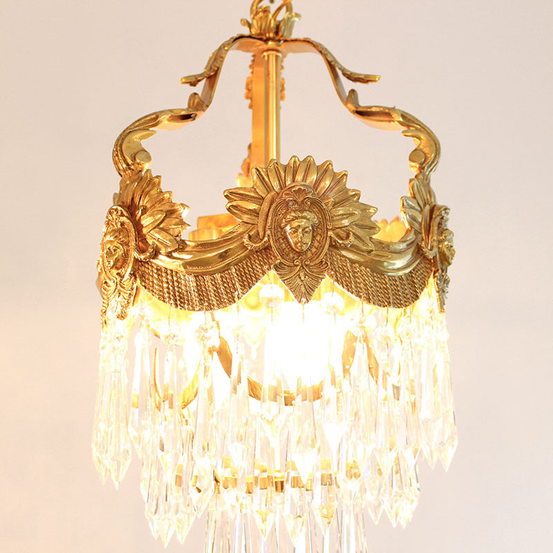 Contemporary Creative Strip Copper Crystal 9 Light Island Light Chandelier For Dining Room