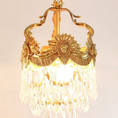 Contemporary Creative Strip Copper Crystal 9 Light Island Light Chandelier For Dining Room
