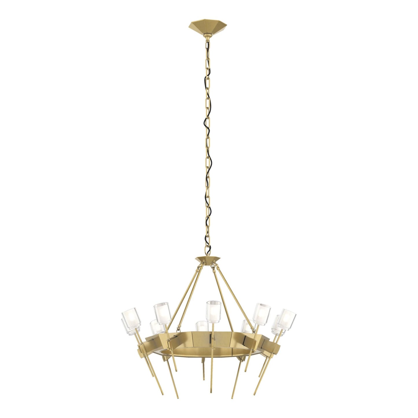 Echo 10-Light Circular Chandelier 10-Light Cast Glass (YC) in Modern Brass