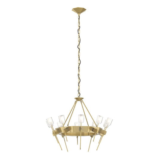 Echo 10-Light Circular Chandelier 10-Light Cast Glass (YC) in Modern Brass