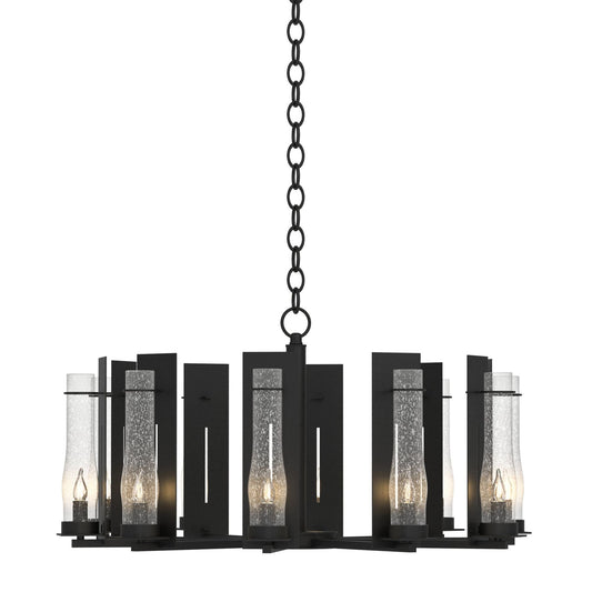 New Town 10 Arm Chandelier 10-Light Seeded Clear Glass (II) in Black