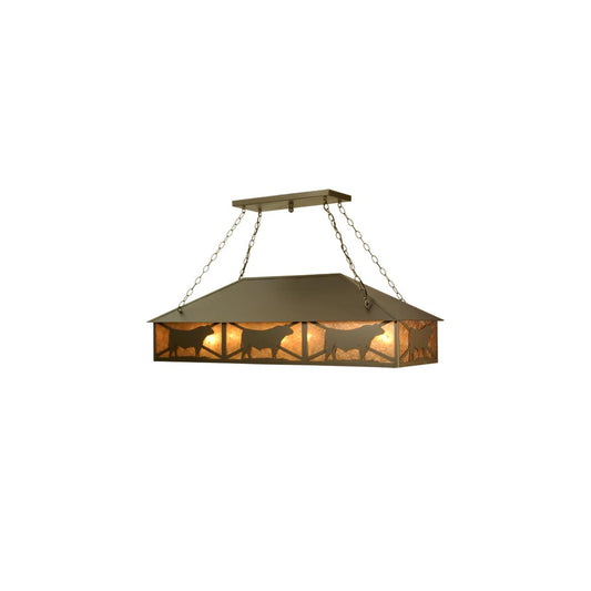 Nine Light Down Lighting Oblong Island / Billiard Fixture from the Steer Collection