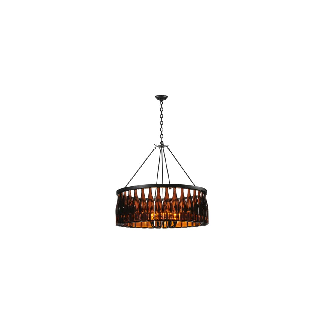 Tuscan Vineyard 12 Light 1 Tier Wine Bottle Drum Chandelier