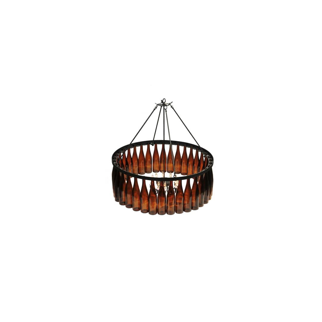 Tuscan Vineyard 12 Light 1 Tier Wine Bottle Drum Chandelier