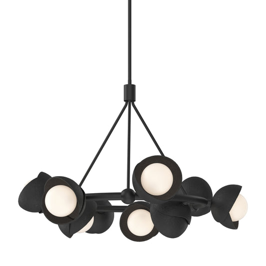 Brooklyn 9-Light Double Shade Ring Pendant 9-Light Black Accent Opal Glass (GG) in Black