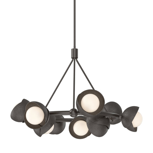 Brooklyn 9-Light Double Shade Ring Pendant 9-Light Oil Rubbed Bronze Accent Opal Glass (GG) in Oil Rubbed Bronze