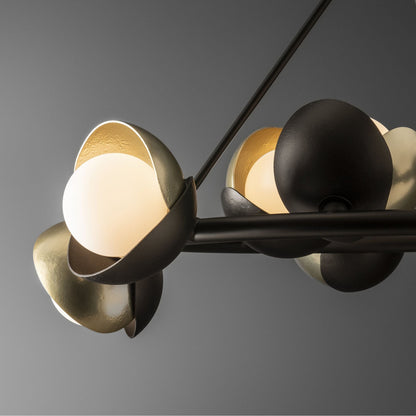 Brooklyn 9-Light Double Shade Ring Pendant 9-Light Modern Brass Accent Opal Glass (GG) in Oil Rubbed Bronze