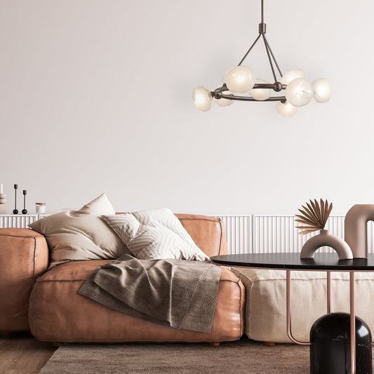 Ume 9-Light Ring Pendant 9-Light Frosted Glass (FD) in Dark Smoke