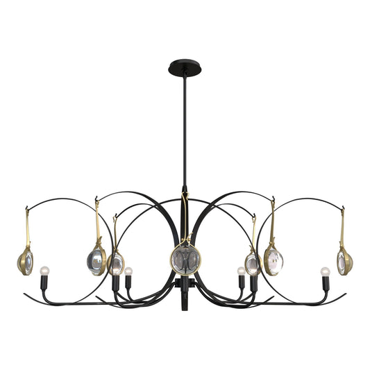 Optic 8-Light Oval Pendant 8-Light Modern Brass Accent Clear Glass (ZM) in Black