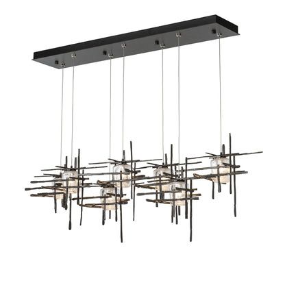 Tura 7-Light Seeded Glass Pendant 7-Light Seeded Clear Glass (II) in Dark Smoke