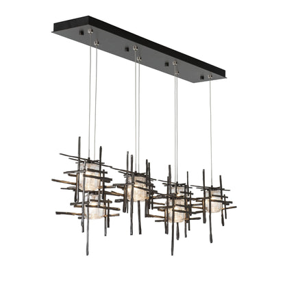 Tura 7-Light Seeded Glass Pendant 7-Light Seeded Clear Glass (II) in Dark Smoke
