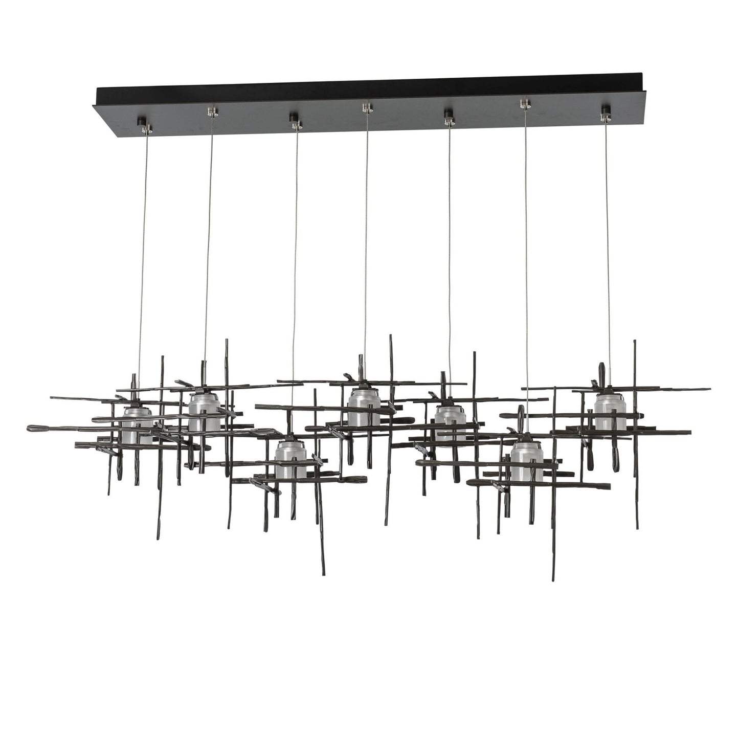 Tura 7-Light Frosted Glass Pendant 7-Light Cast Glass (YC) in Dark Smoke