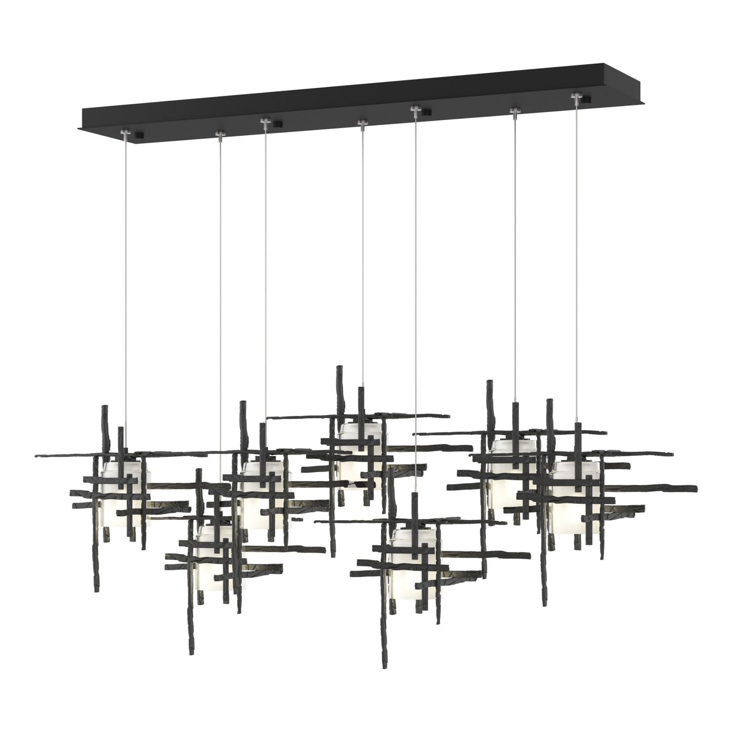 Tura 7-Light Frosted Glass Pendant 7-Light Cast Glass (YC) in Black