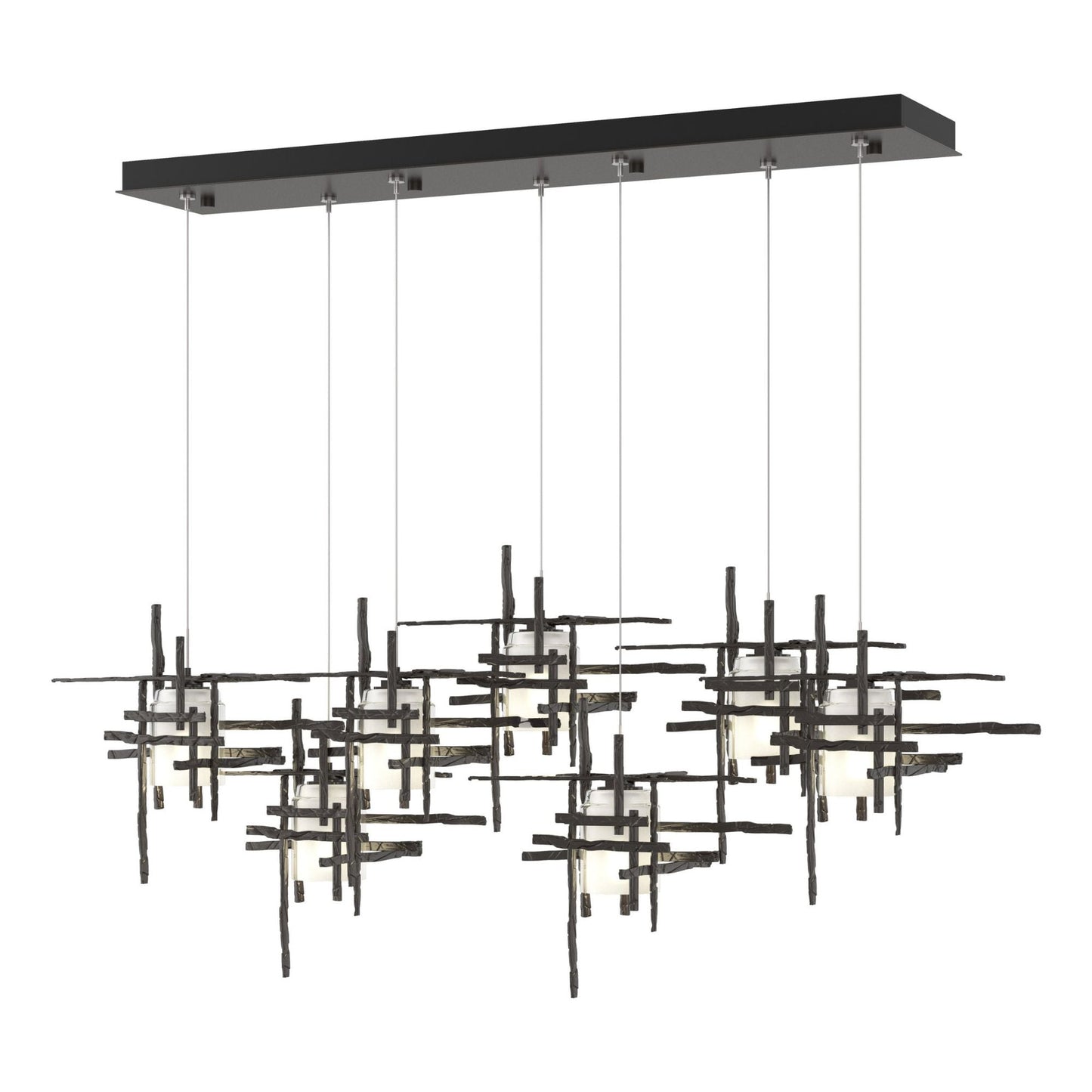 Tura 7-Light Frosted Glass Pendant 7-Light Cast Glass (YC) in Oil Rubbed Bronze