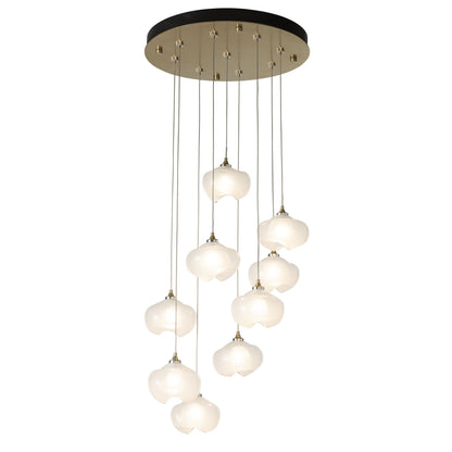 Ume 9-Light Pendant 9-Light Frosted Glass (FD) in Modern Brass