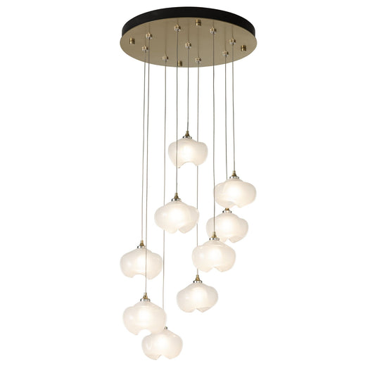 Ume 9-Light Pendant 9-Light Frosted Glass (FD) in Modern Brass