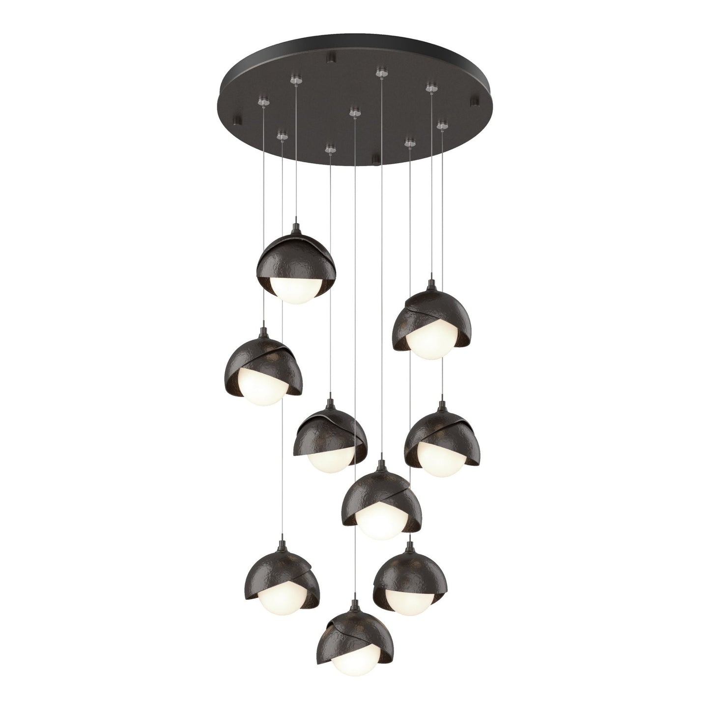 Brooklyn 9-Light Double Shade Pendant 9-Light Oil Rubbed Bronze Accent Opal Glass (GG) in Oil Rubbed Bronze
