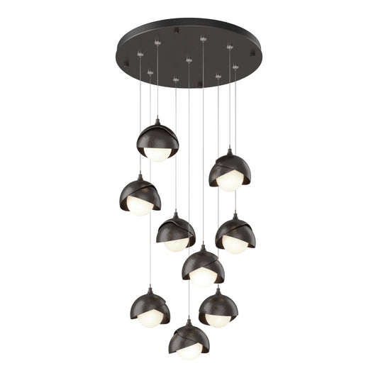 Brooklyn 9-Light Double Shade Pendant 9-Light Oil Rubbed Bronze Accent Opal Glass (GG) in Oil Rubbed Bronze