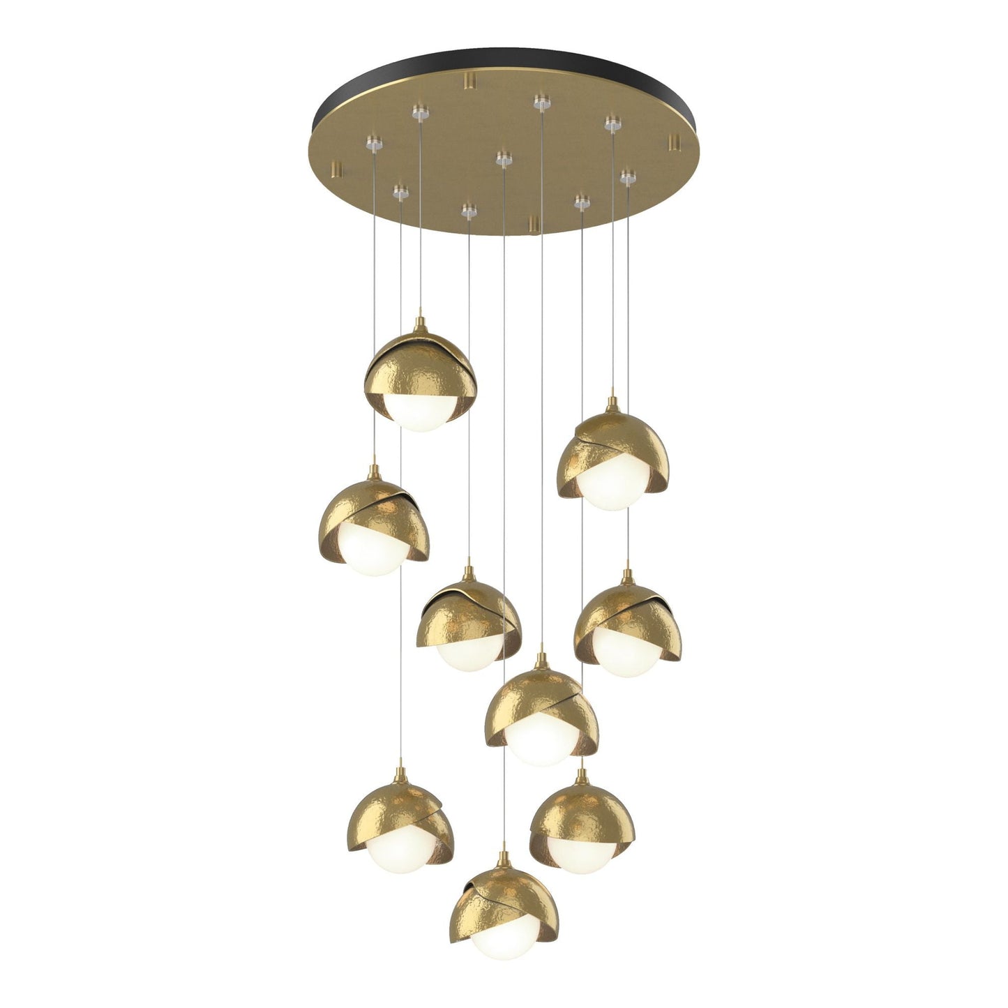 Brooklyn 9-Light Double Shade Pendant 9-Light Modern Brass Accent Opal Glass (GG) in Modern Brass