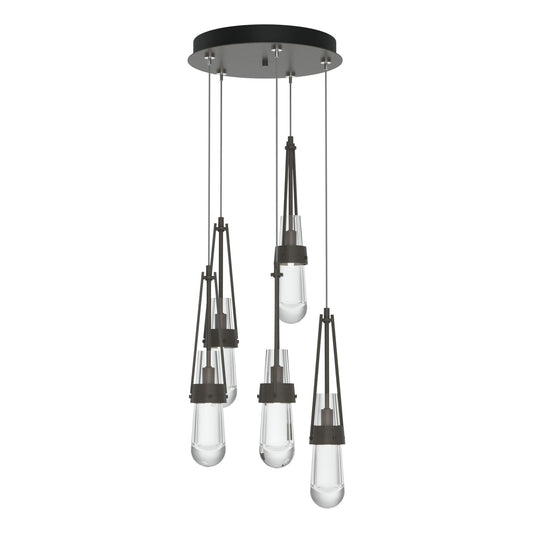 Link 5-Light Clear Glass Pendant 5-Light Clear Glass (ZM) in Dark Smoke