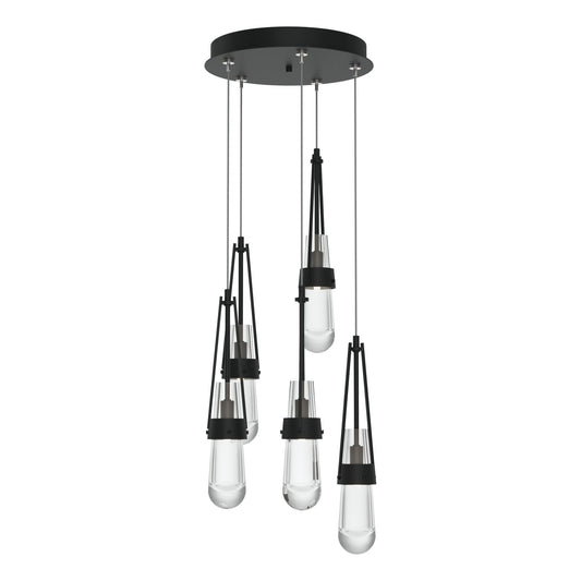 Link 5-Light Clear Glass Pendant 5-Light Clear Glass (ZM) in Black