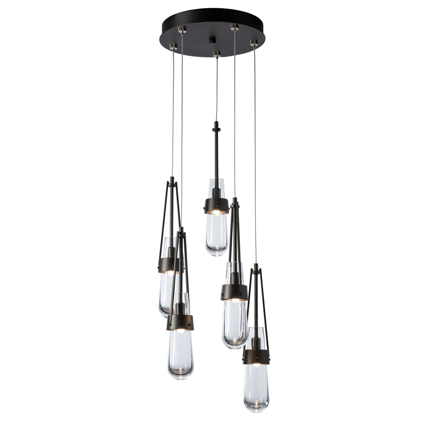 Link 5-Light Clear Glass Pendant 5-Light Clear Glass (ZM) in Oil Rubbed Bronze