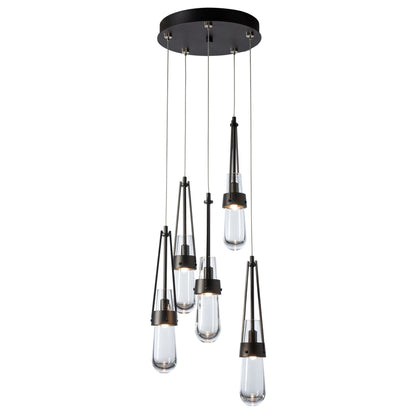 Link 5-Light Clear Glass Pendant 5-Light Clear Glass (ZM) in Oil Rubbed Bronze