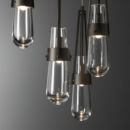 Link 5-Light Clear Glass Pendant 5-Light Clear Glass (ZM) in Oil Rubbed Bronze