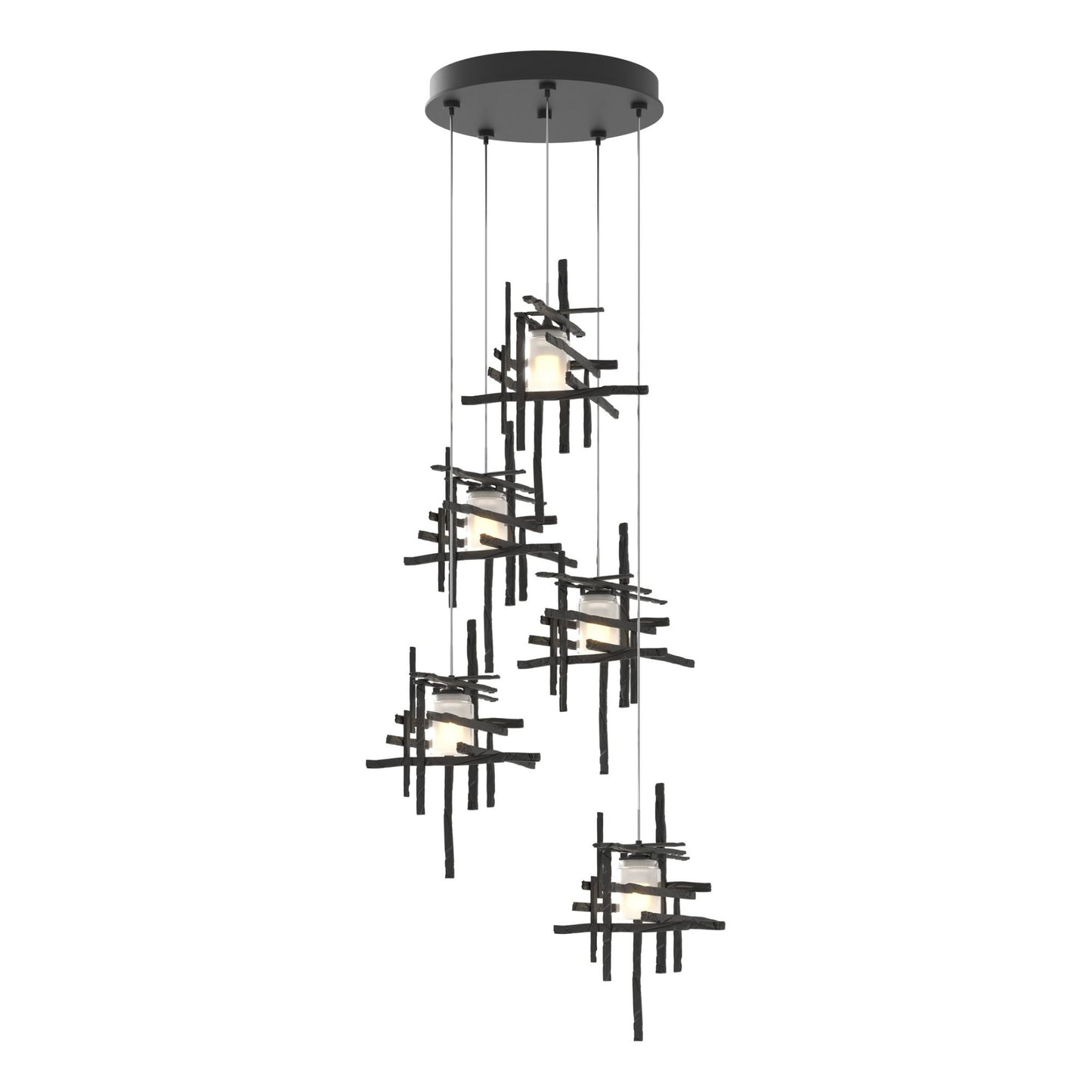 Tura 5-Light Frosted Glass Pendant 5-Light Cast Glass (YC) in Black