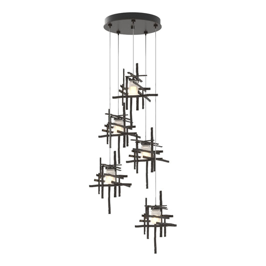 Tura 5-Light Frosted Glass Pendant 5-Light Cast Glass (YC) in Oil Rubbed Bronze
