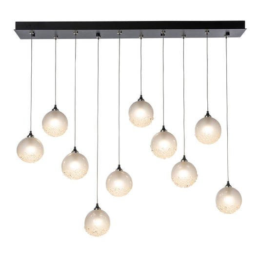 Fritz Globe 10-Light Pendant 10-Light Frosted Glass (FD) in Black