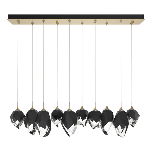 Chrysalis 10-Light Mixed Crystal Pendant 10-Light Black Crystal (BP) in Modern Brass