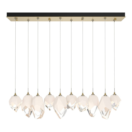 Chrysalis 10-Light Mixed Crystal Pendant 10-Light White Crystal (WP) in Modern Brass
