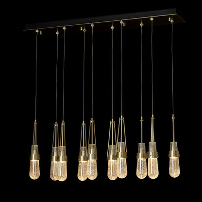 Link 10-Light Blown Glass Pendant 10-Light Clear Bubble Glass (YG) in Modern Brass