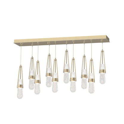 Link 10-Light Blown Glass Pendant 10-Light Clear Bubble Glass (YG) in Modern Brass