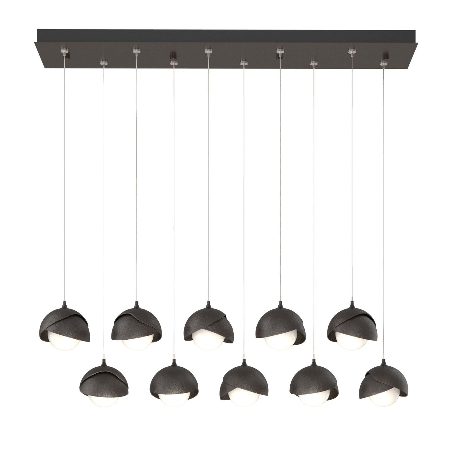 Brooklyn 10-Light Double Shade Pendant 10-Light Oil Rubbed Bronze Accent Opal Glass (GG) in Oil Rubbed Bronze