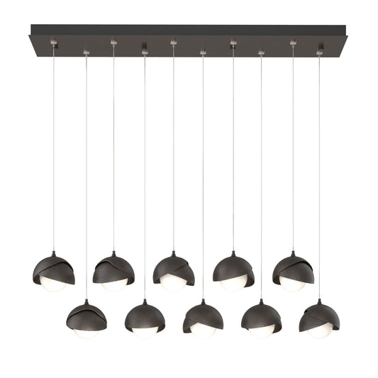 Brooklyn 10-Light Double Shade Pendant 10-Light Oil Rubbed Bronze Accent Opal Glass (GG) in Oil Rubbed Bronze