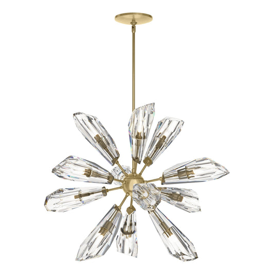Luma 12-Light Starburst Pendant 12-Light Crystal in Modern Brass