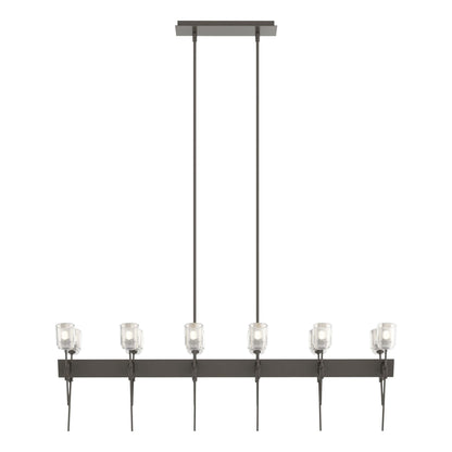 Echo 12-Light Linear Pendant 12-Light Cast Glass (YC) in Dark Smoke