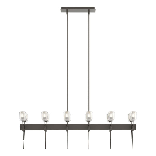 Echo 12-Light Linear Pendant 12-Light Cast Glass (YC) in Dark Smoke