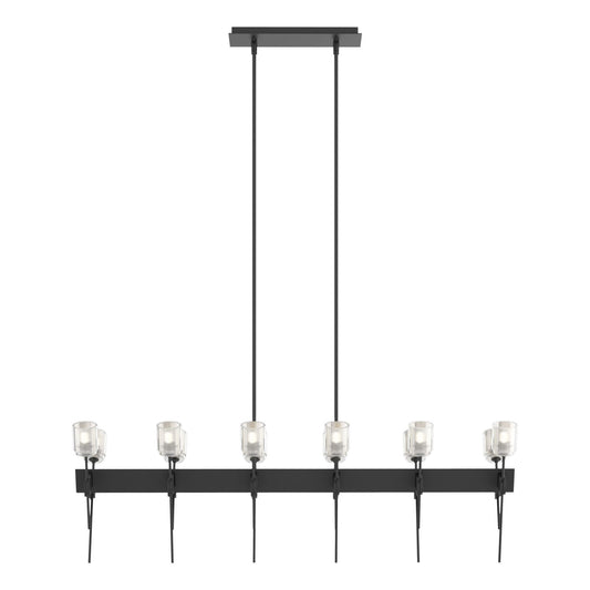 Echo 12-Light Linear Pendant 12-Light Cast Glass (YC) in Black