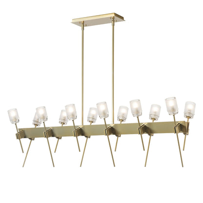 Echo 12-Light Linear Pendant 12-Light Cast Glass (YC) in Modern Brass