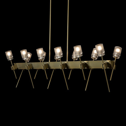 Echo 12-Light Linear Pendant 12-Light Cast Glass (YC) in Modern Brass