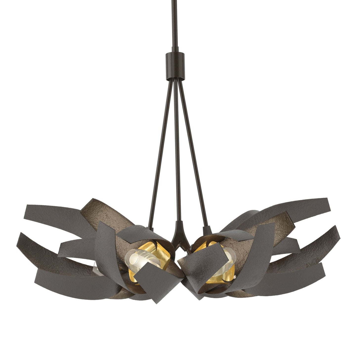 Corona Brass Accent Pendant 6-Light Brass Clear Glass with Frosted Diffuser (YE) in Oil Rubbed Bronze