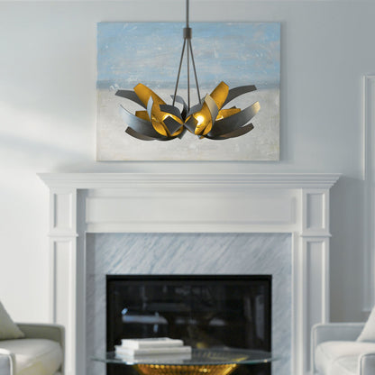 Corona Large Pendant 6-Light Clear Glass with Frosted Diffuser (YE) in Dark Smoke