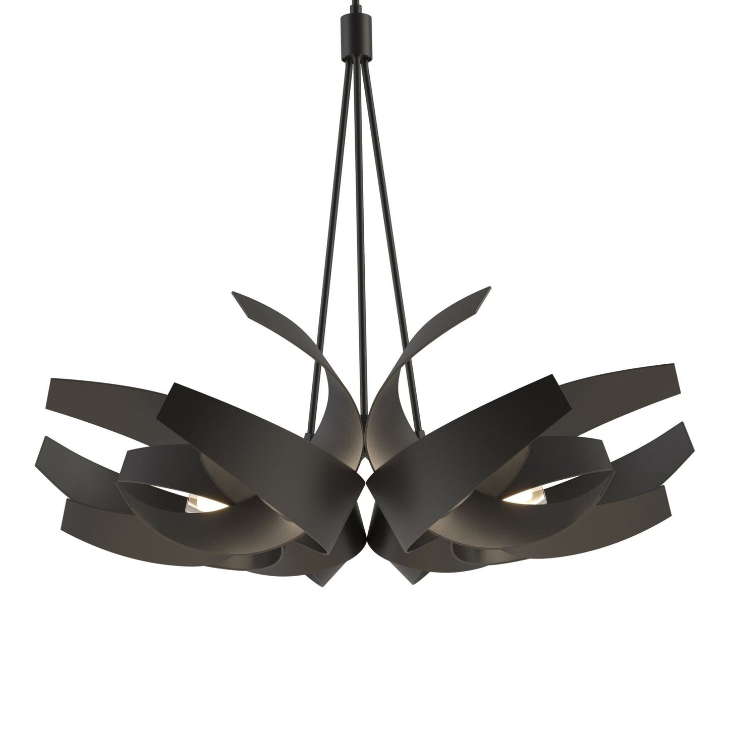 Corona Large Pendant 6-Light Clear Glass with Frosted Diffuser (YE) in Black