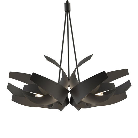 Corona Large Pendant 6-Light Clear Glass with Frosted Diffuser (YE) in Black