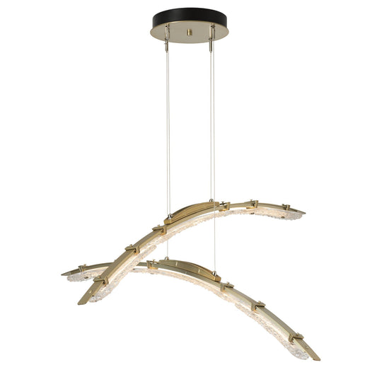 Glissade Double Large LED Pendant LED Clear Glass (ZM) in Modern Brass