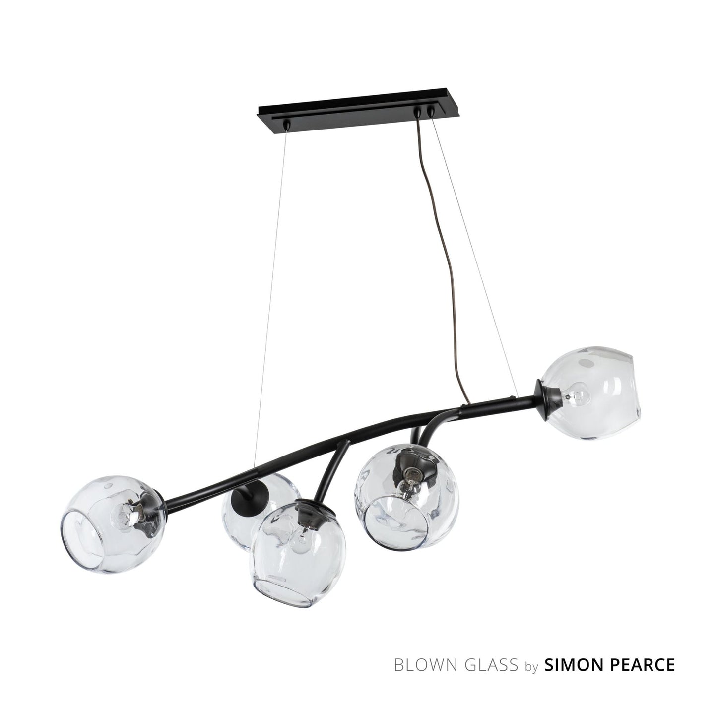 Vine Pendant 7-Light Clear Glass (ZM) in Black